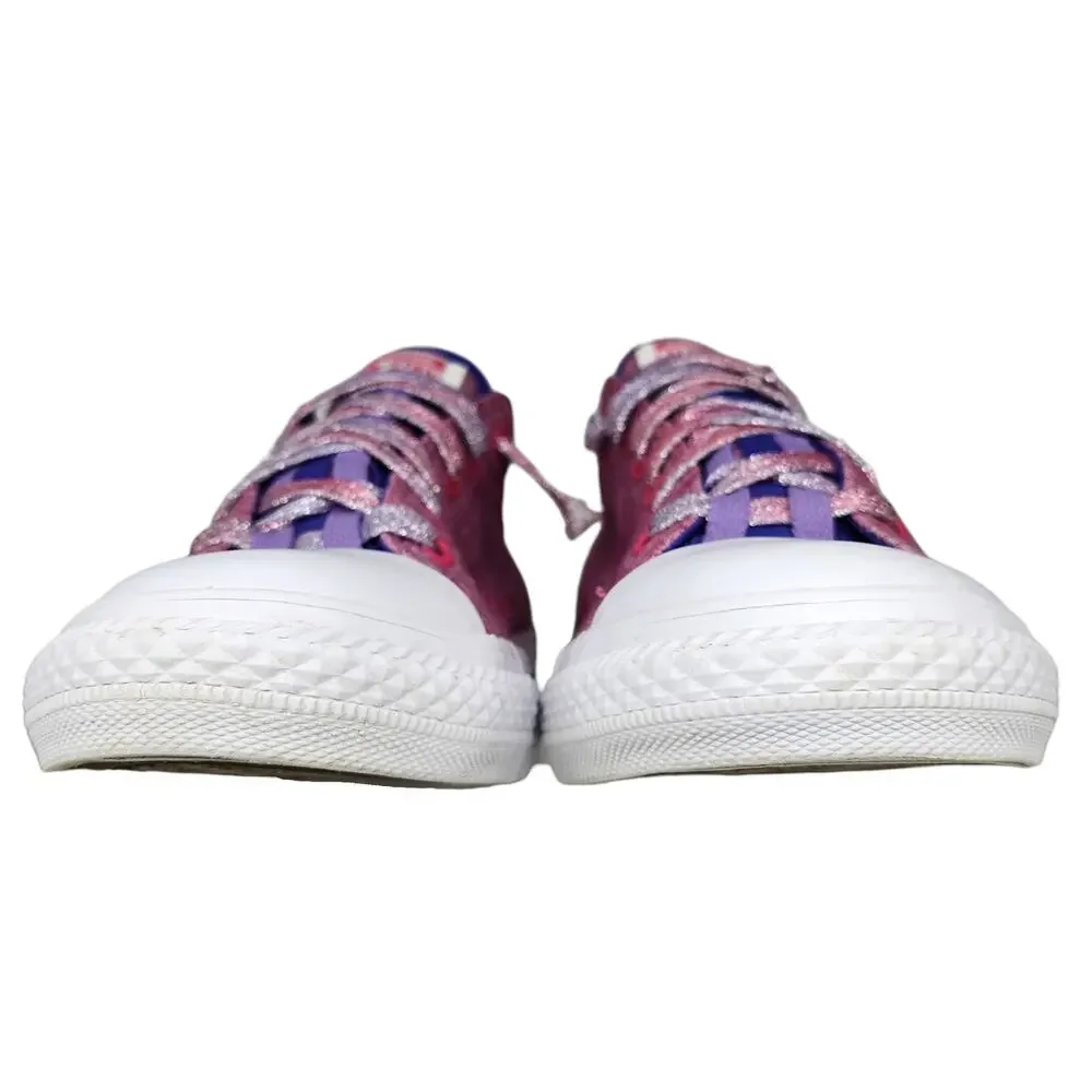 Converse Shoes Juniors 5 Womens 6.5 Pink Purple Striped Shimmery Low Tops